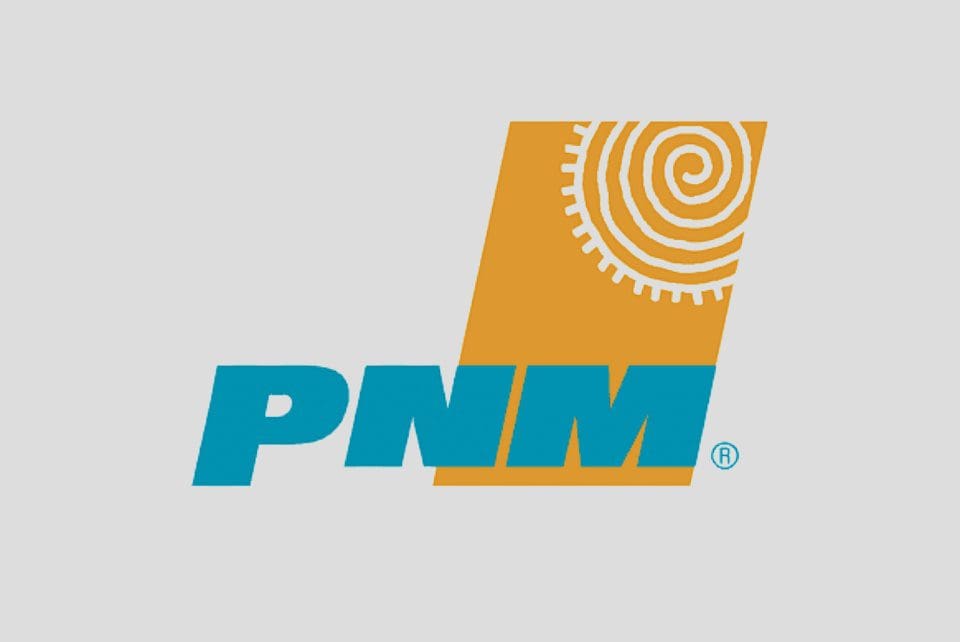 A blue and yellow logo for pnm